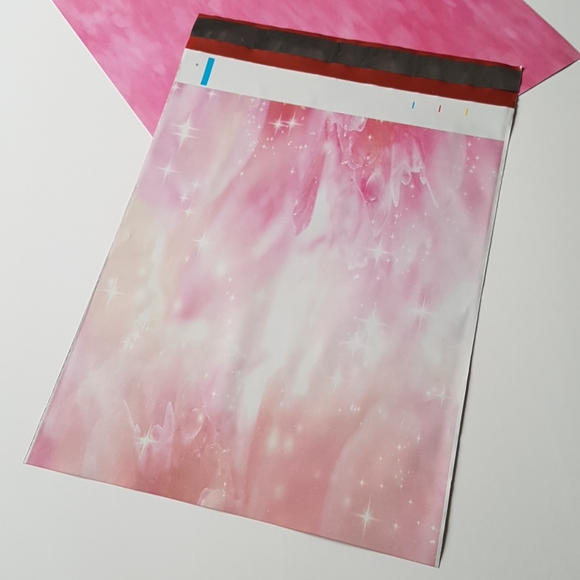 NEW 25 pcs Stars Glowing Pink Poly Mailers 10"x13"